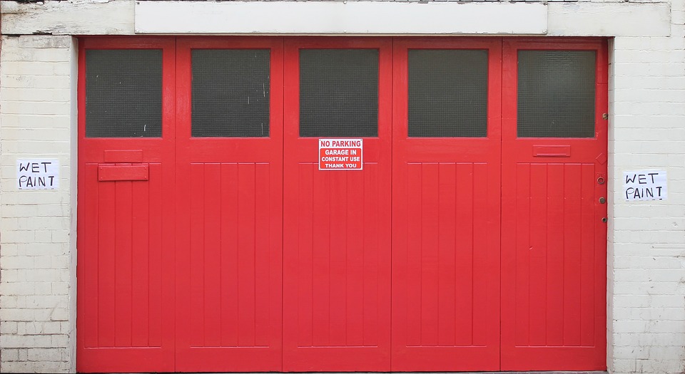 red garage door