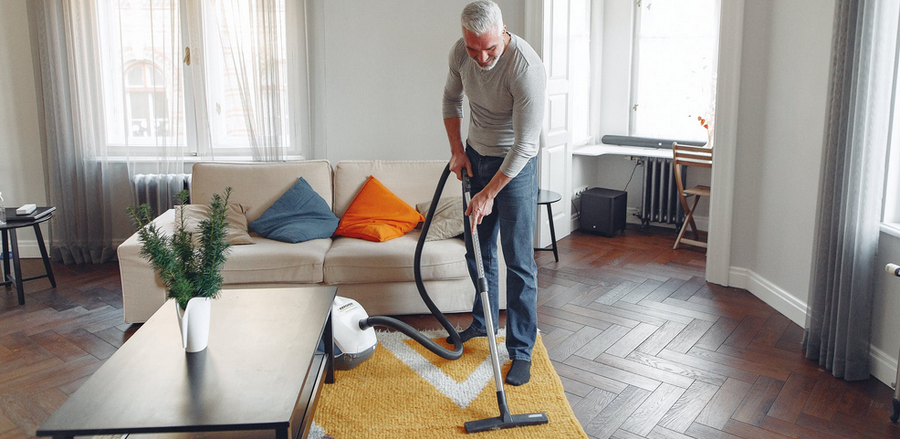 man cleaning